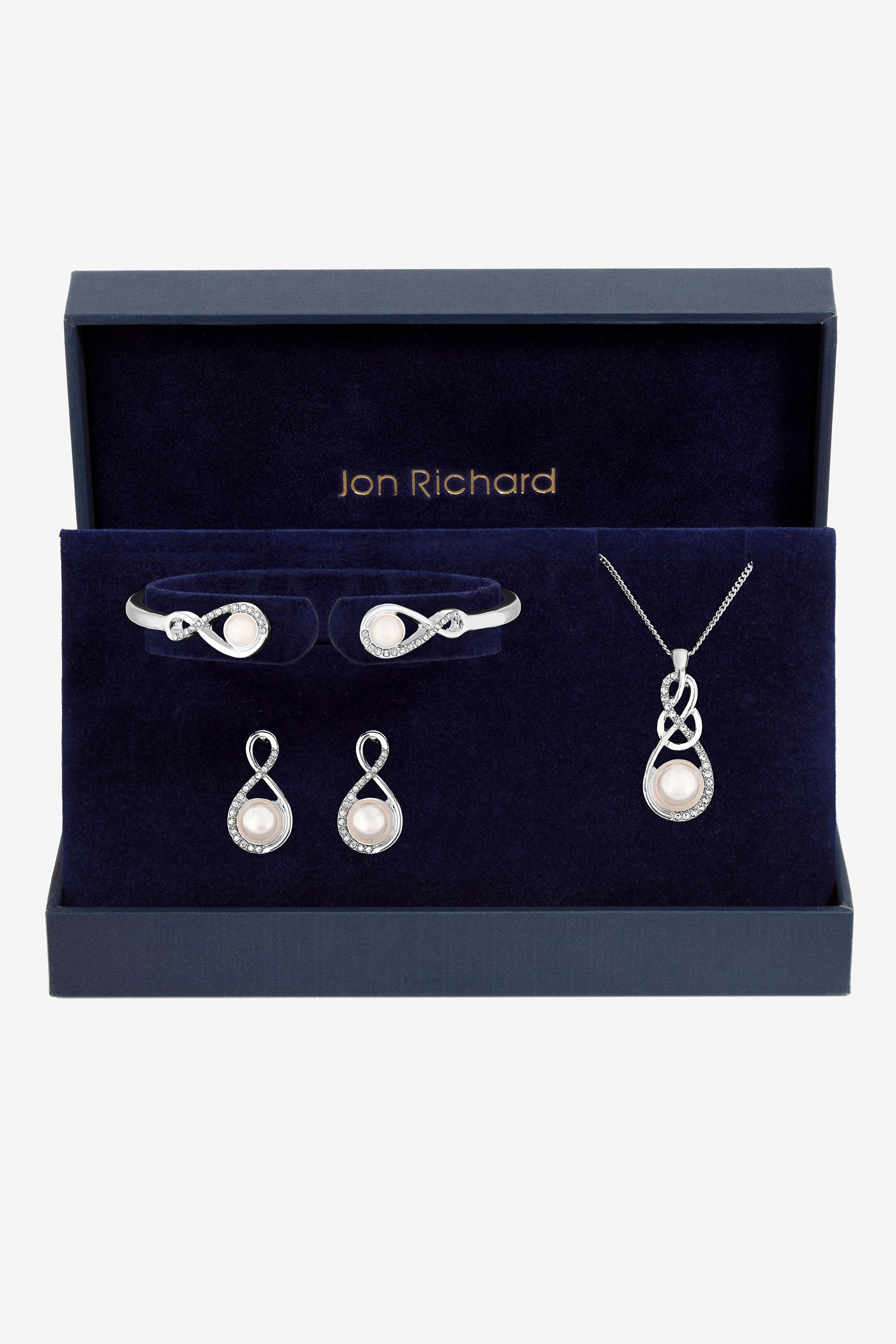 Jon Richard Pearl and Crystal Infinity Trio Set - Gift Box image 1
