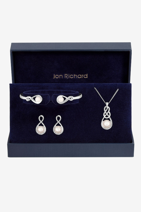 Jon Richard Pearl and Crystal Infinity Trio Set - Gift Box