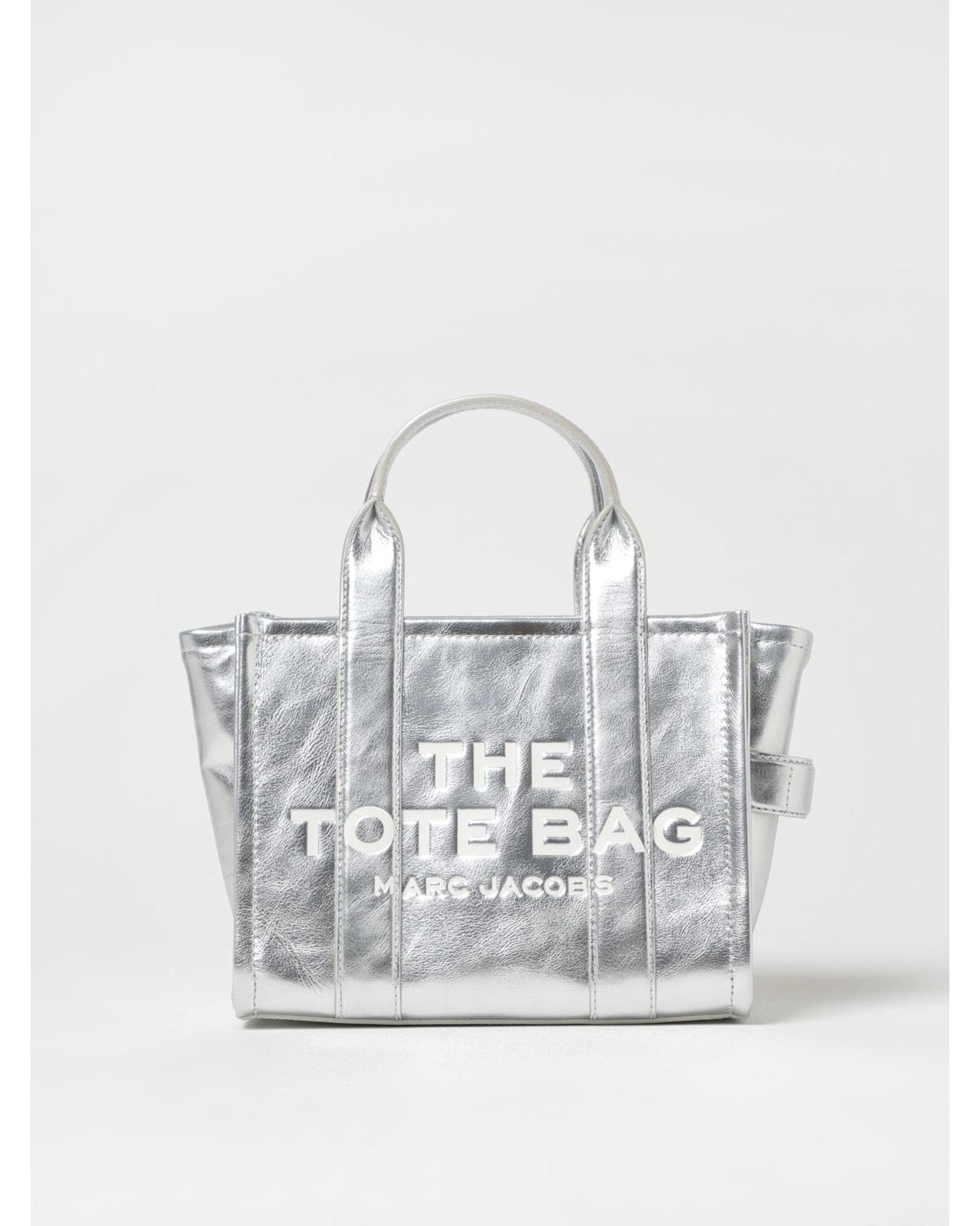 Marc Jacobs Mini Tote Bag Metallic Leather Wo - Silver Handbags