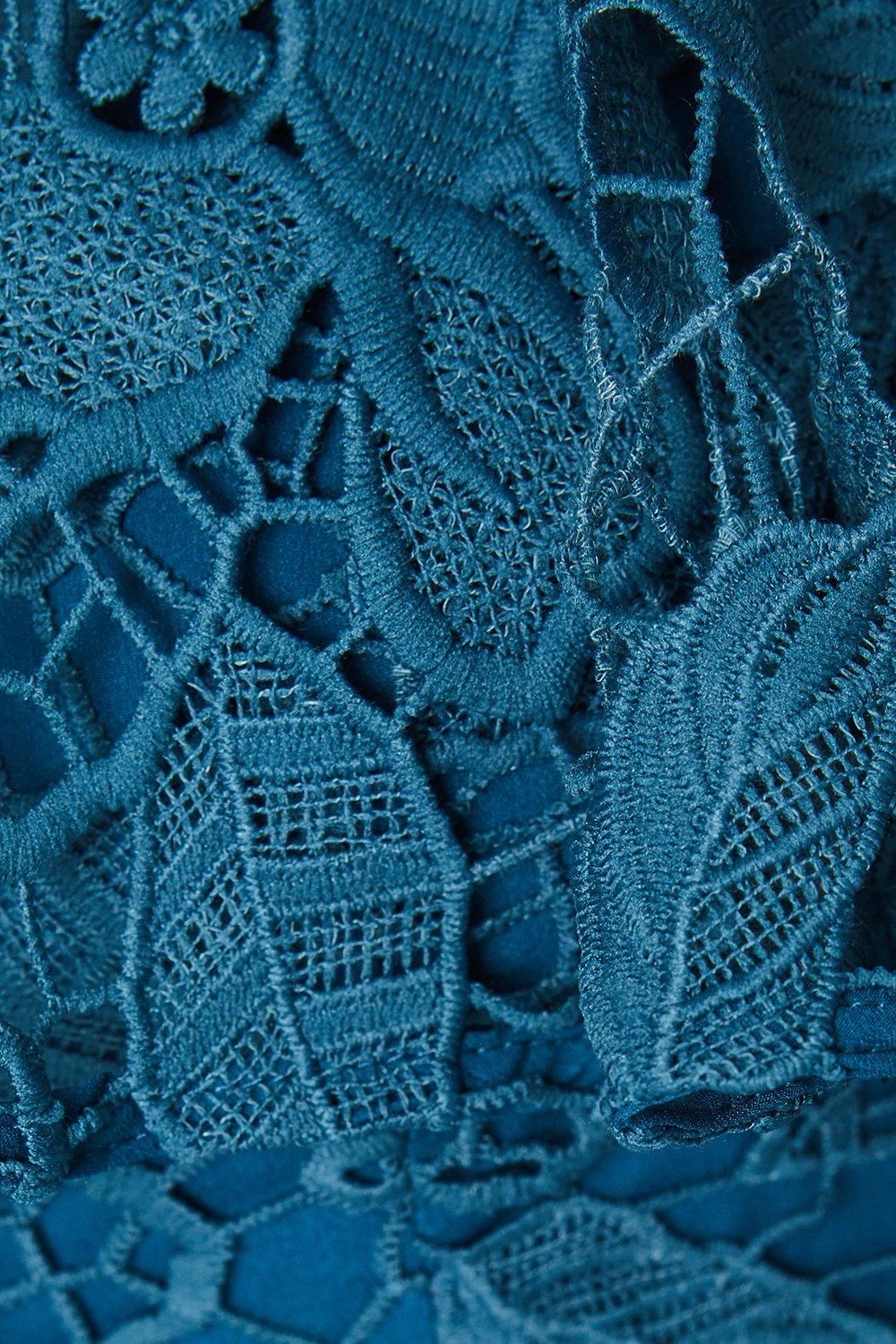 Coast Plus Bardot Frill Top Lace Midi Dress Navy image 5