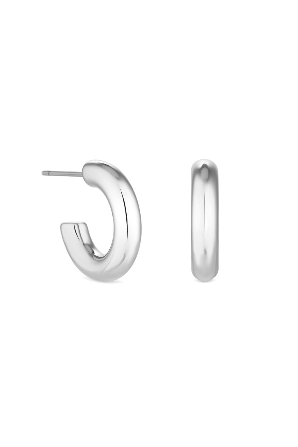 Jon Richard Silver Plated Polished Stainless Steel Hoop Earrings image 1