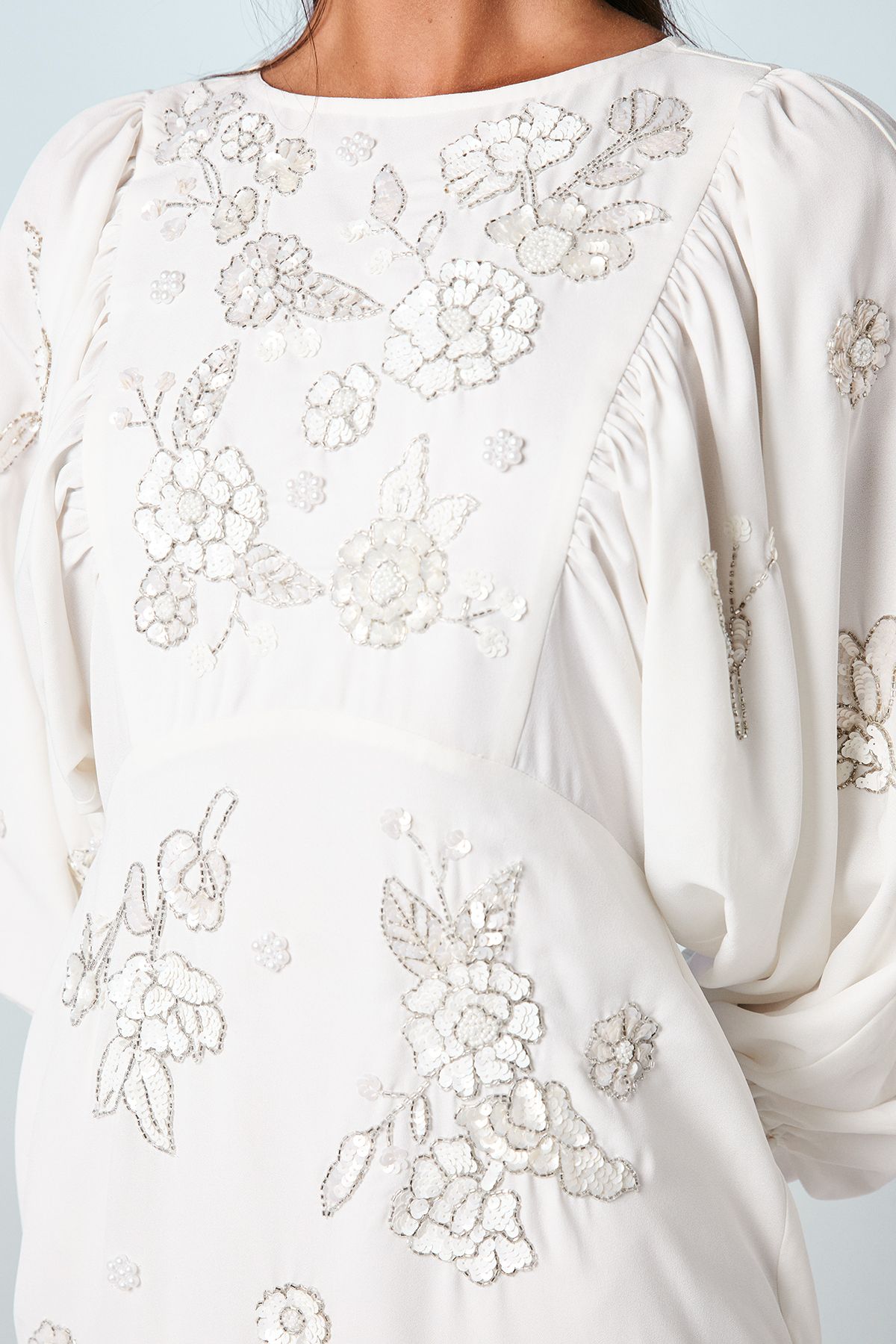 Coast Premium Beaded Floral Embellished Long Sleeve Wedding Dress Ivory image 5