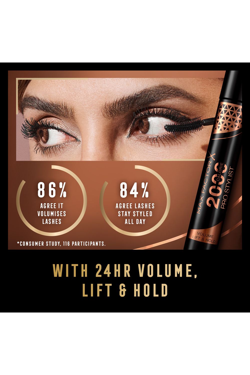 Max Factor 2000 Calorie Pro Stylist Volumising Mascara 9ml Black image 5