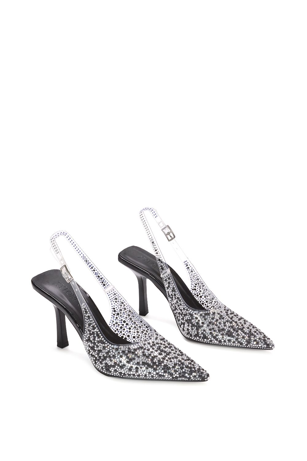XY London 'Pauline' Pointed Toe Perspex Sparkly Slingback Stiletto High Heels image 5