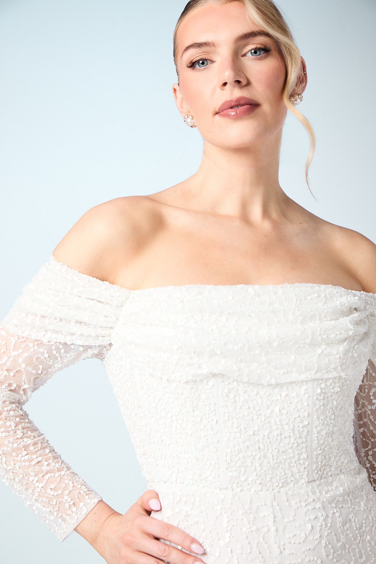 Coast Bardot Long Sleeve Corset Bridal Jumpsuit Ivory image 4