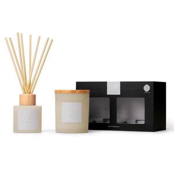 Aroma Naturals Frosted Decadence Candle & Diffuser Gift Set –  Vanilla Bean