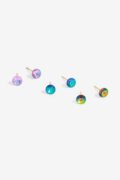 Jon Richard Stud Earrings - Pack of 3