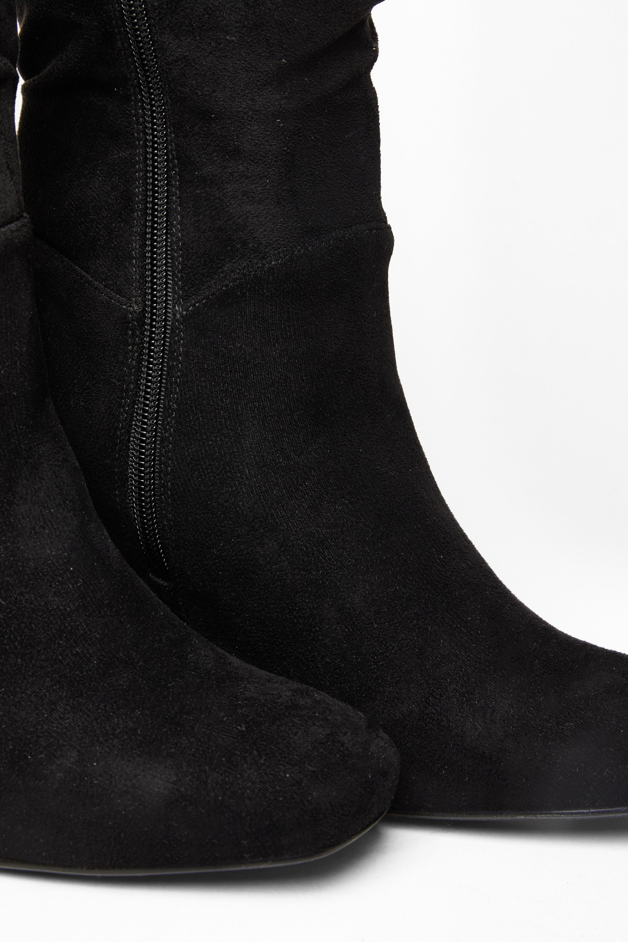 Quiz Black Faux Suede Heeled Boot image 4