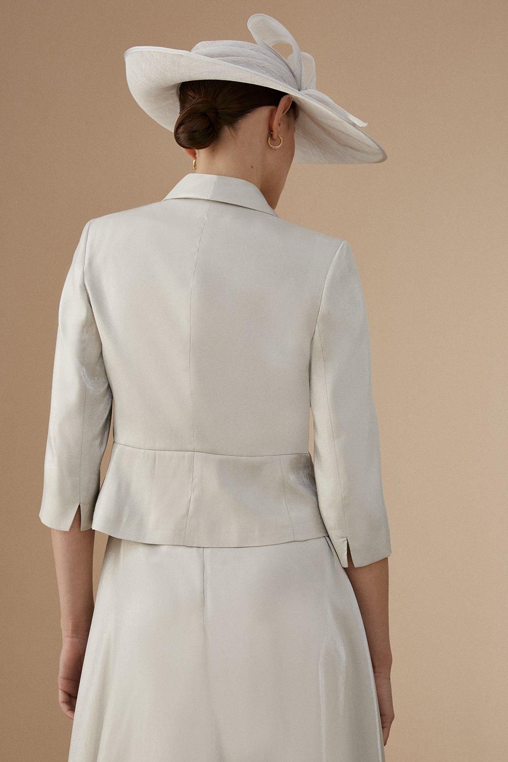 Coast Lisa Tan Shimmer Peplum Hem Jacket Silver image 3