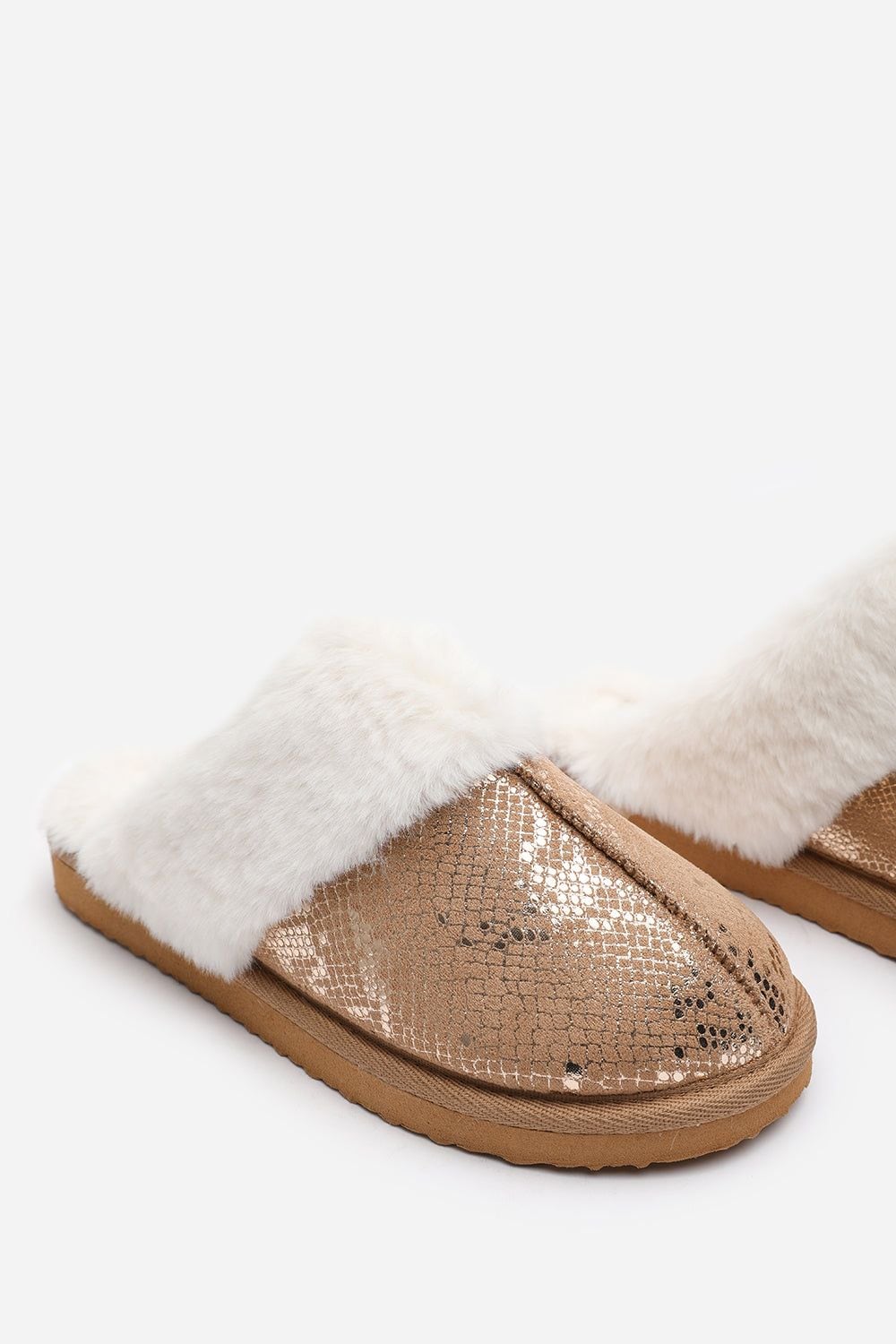 Where's That From 'Cassia' Snake Print Mule Slippers with Faux Fur Trim image 5