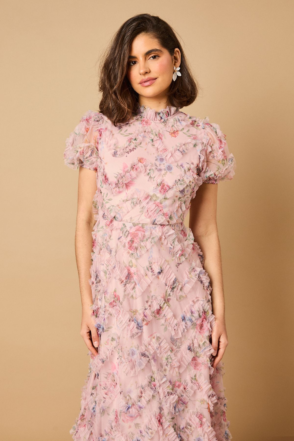 Oasis Printed Textured Maxi Dress Pink image 3