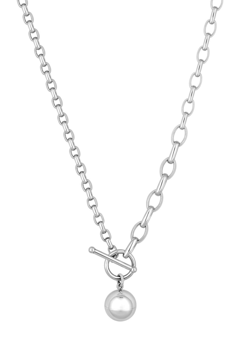 Simply Silver Sterling Silver 925 Polished Orb Necklace image 2