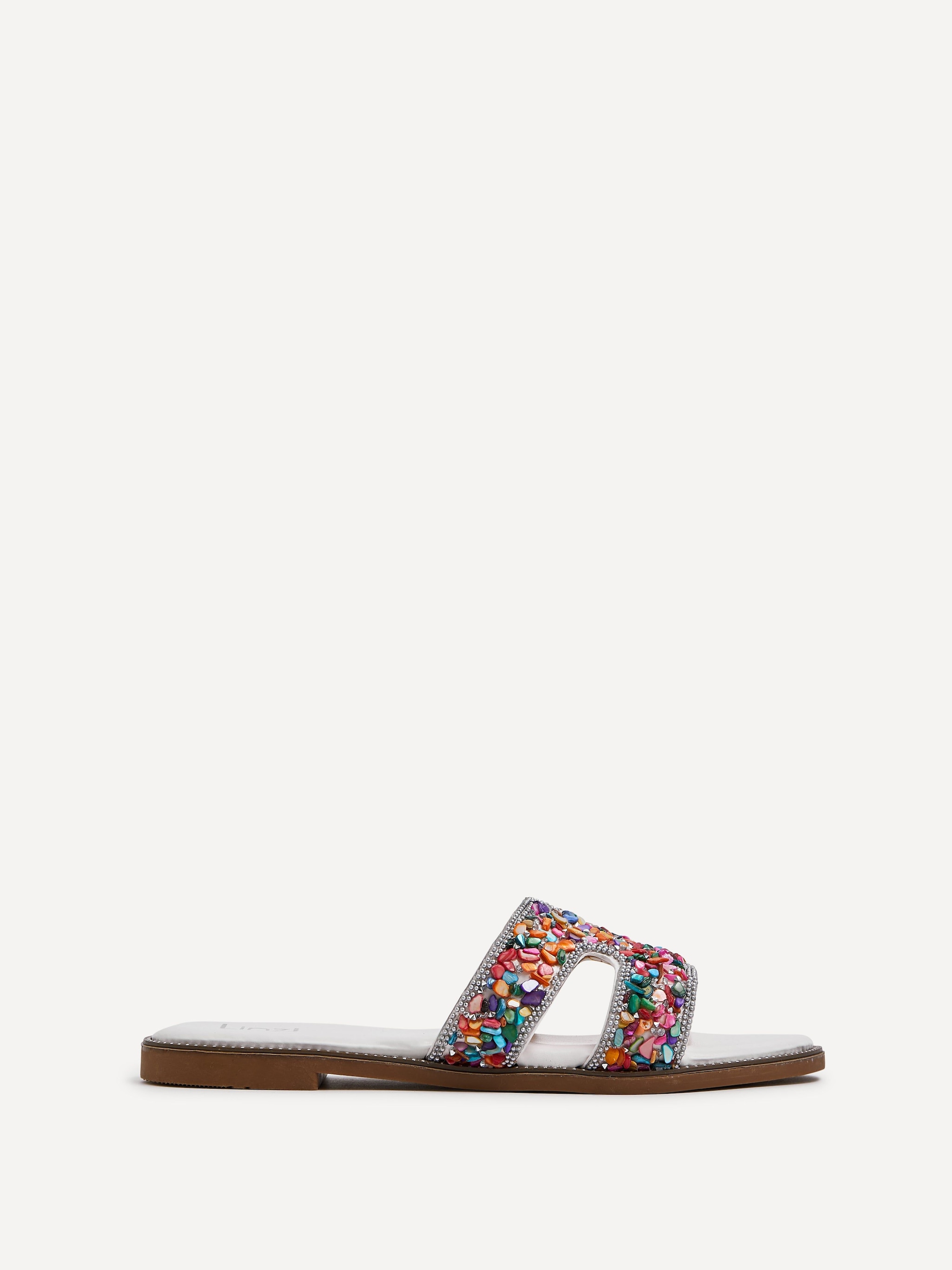 Linzi Samara Multicoloured Embellished Link Design Flat Sandal image 1