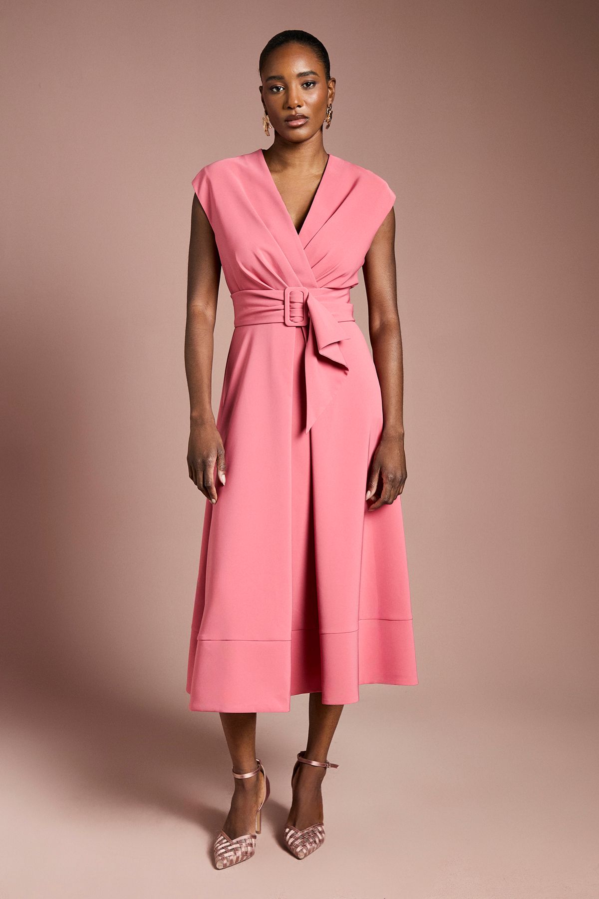 Coast Belted Crepe Dress Dusty Rose image 1