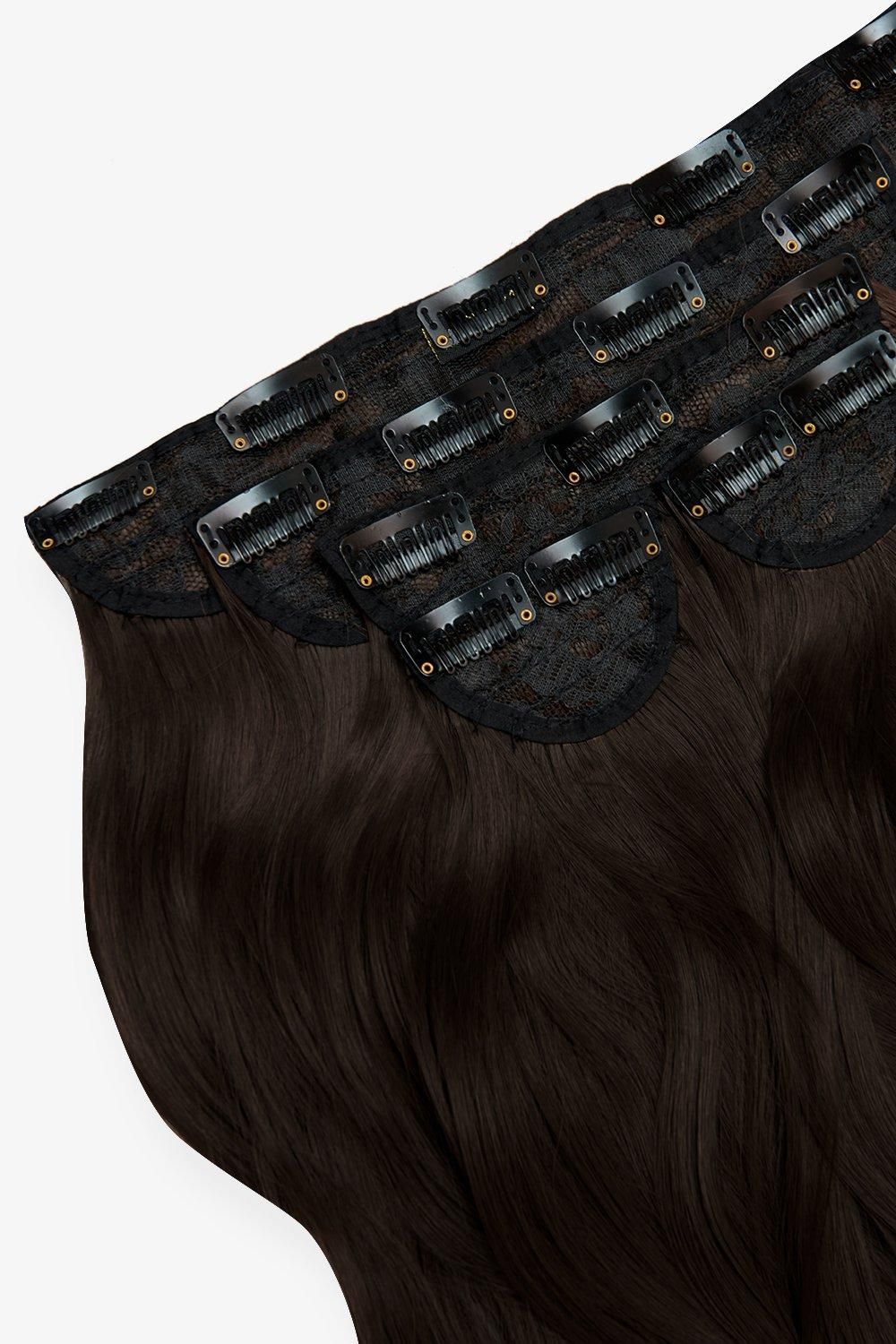 Lullabellz Super Thick 16" 5 Piece Blow Dry Wavy Clip In Extensions Dark Brown image 2