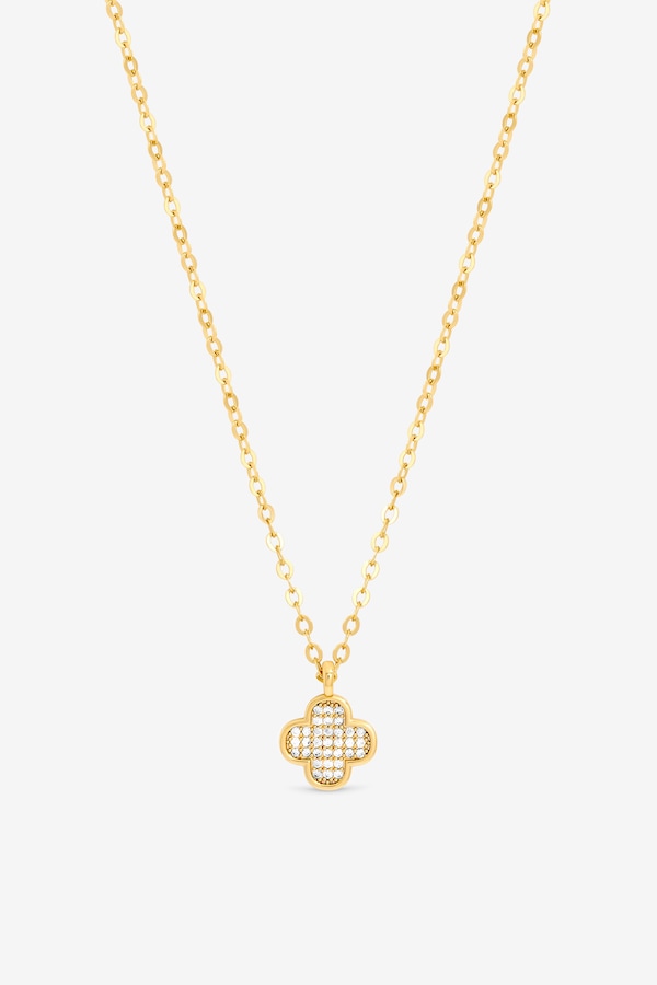 Jon Richard Gold Plated Mirco Pave Clover Pendant