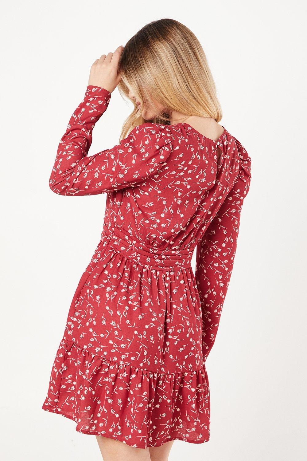 Dorothy Perkins Red Ditsy Ruffle Hem Mini Dress Red image 3