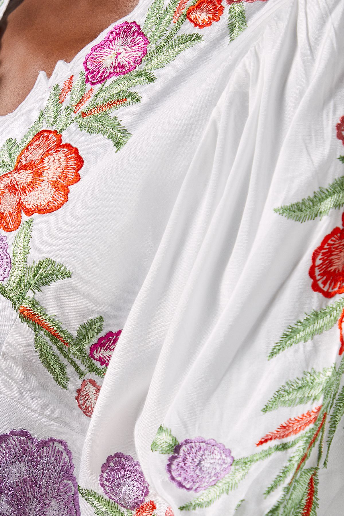 Coast Floral Neckline Embroidered Puff Sleeve Midi Dress White image 5