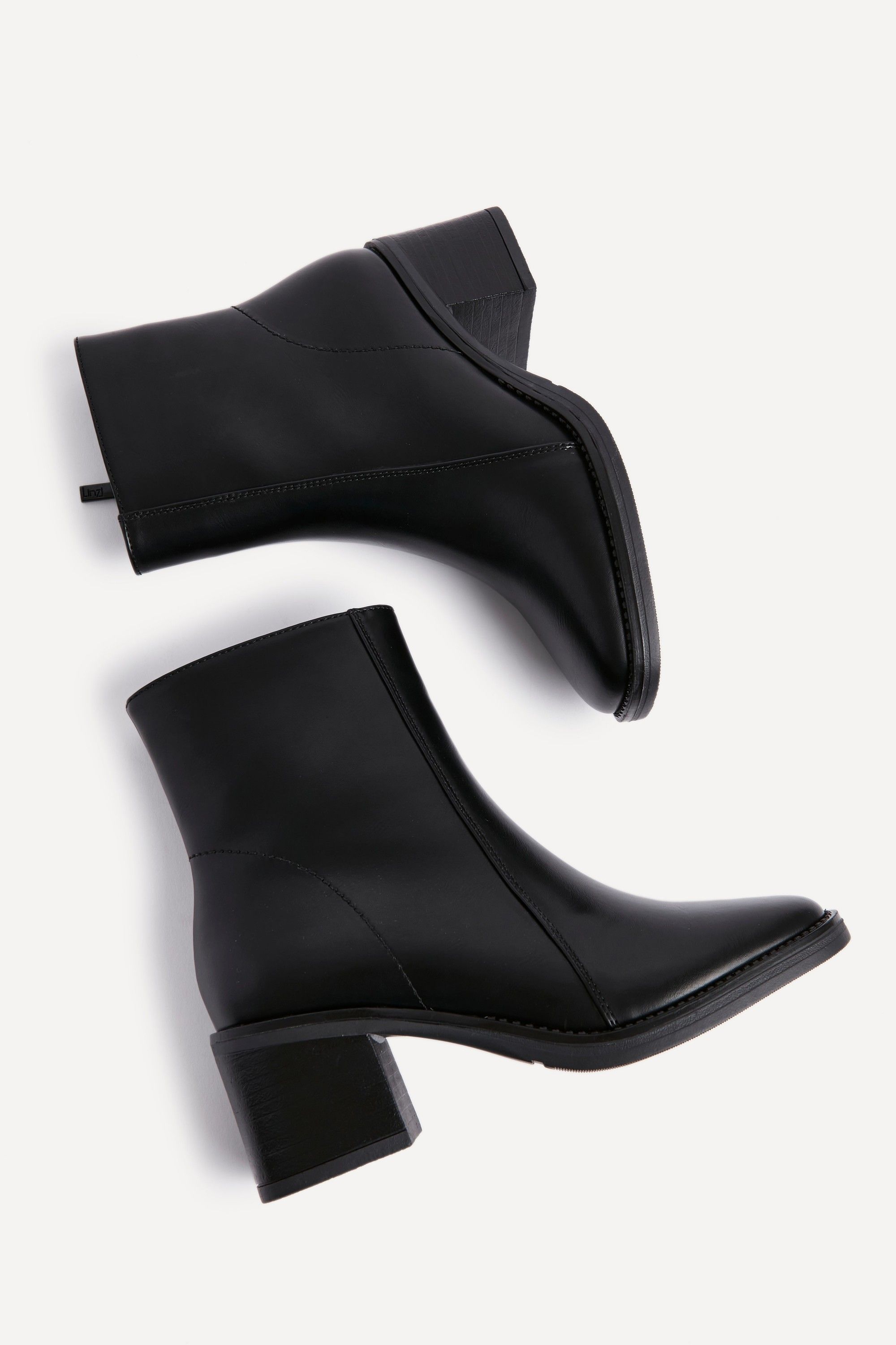 Linzi Wander Black Faux Leather Heeled Ankle Boot image 5