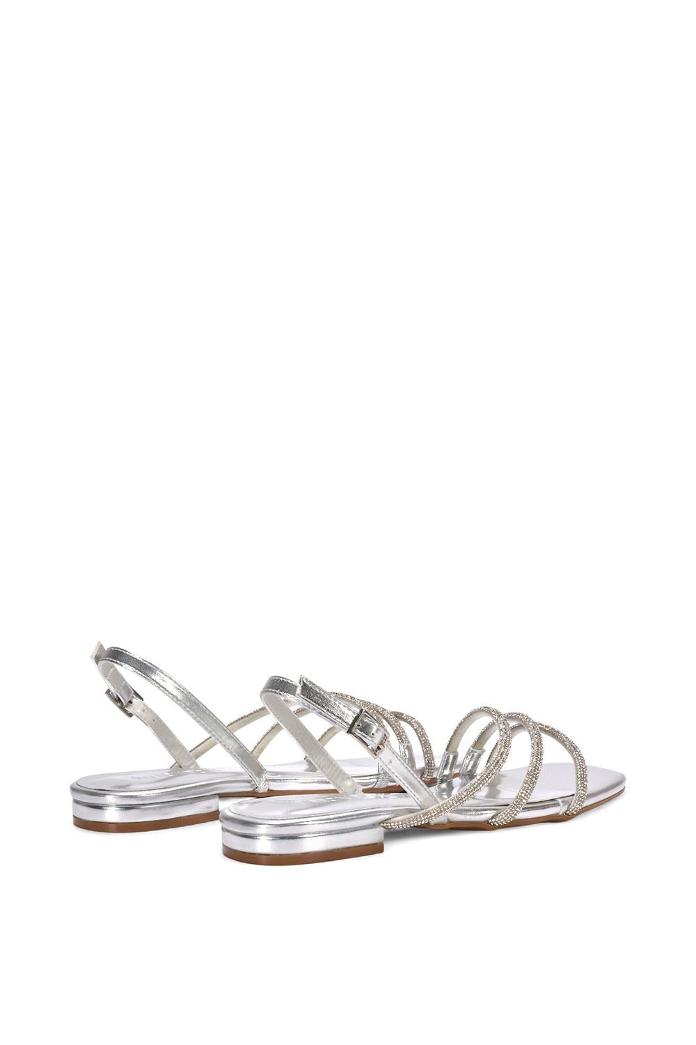 XY London 'Abigale' Strappy Diamante Flat Slingback Sandals With Buckle image 4