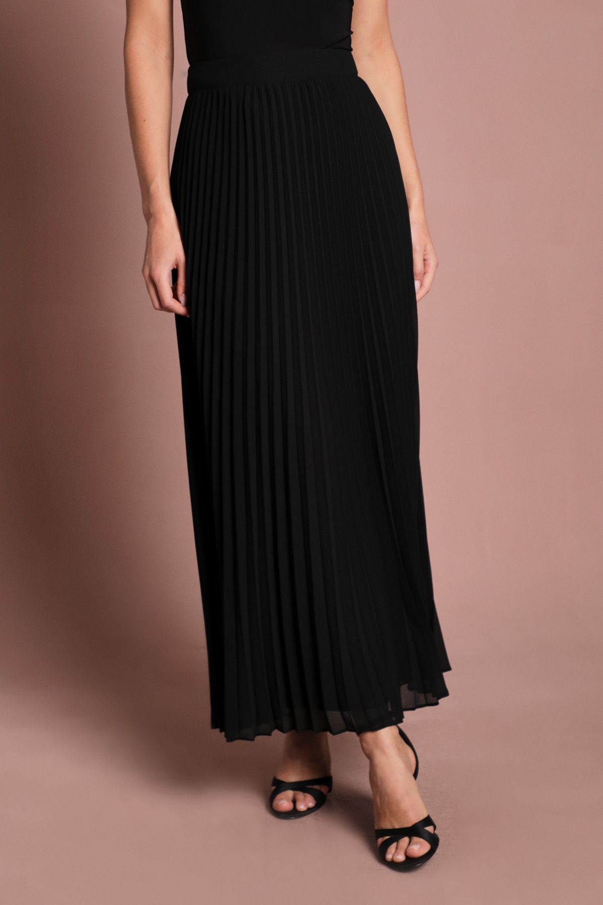 Coast Pleated Georgette Maxi Skirt Black