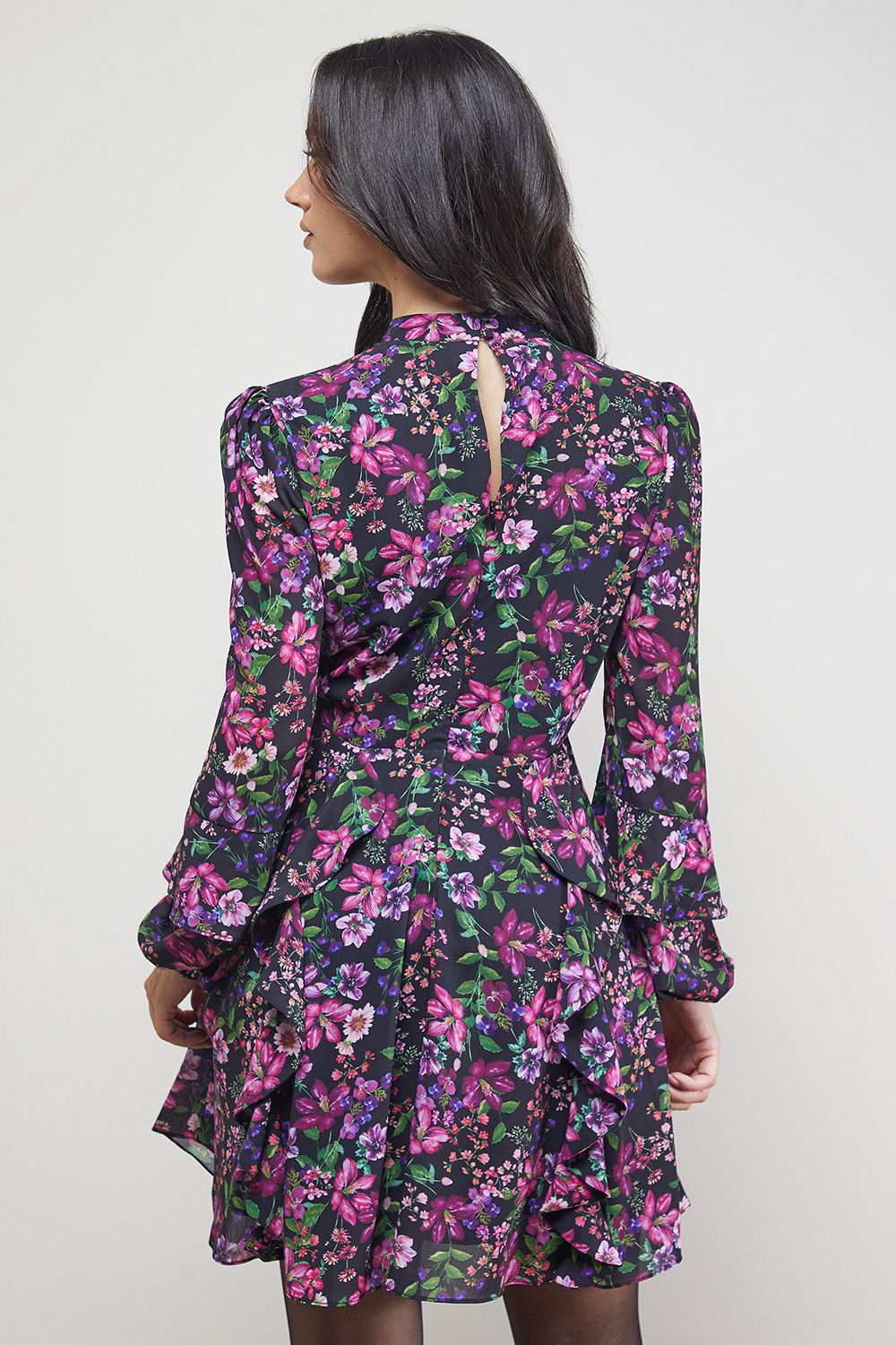 Oasis Printed Ruffle Boho Fit And Flare Mini Dress Multi image 3