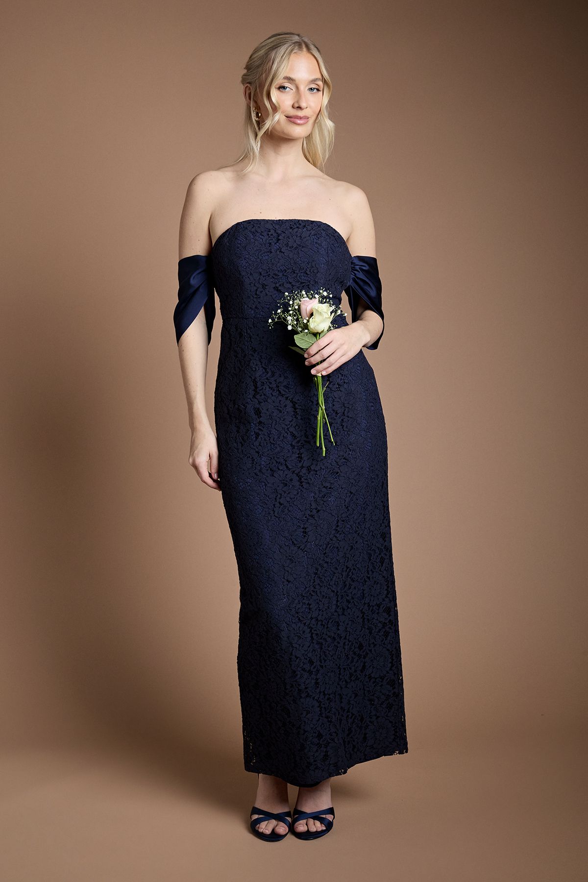 Coast Lace Bardot Bridesmaid Dress Navy