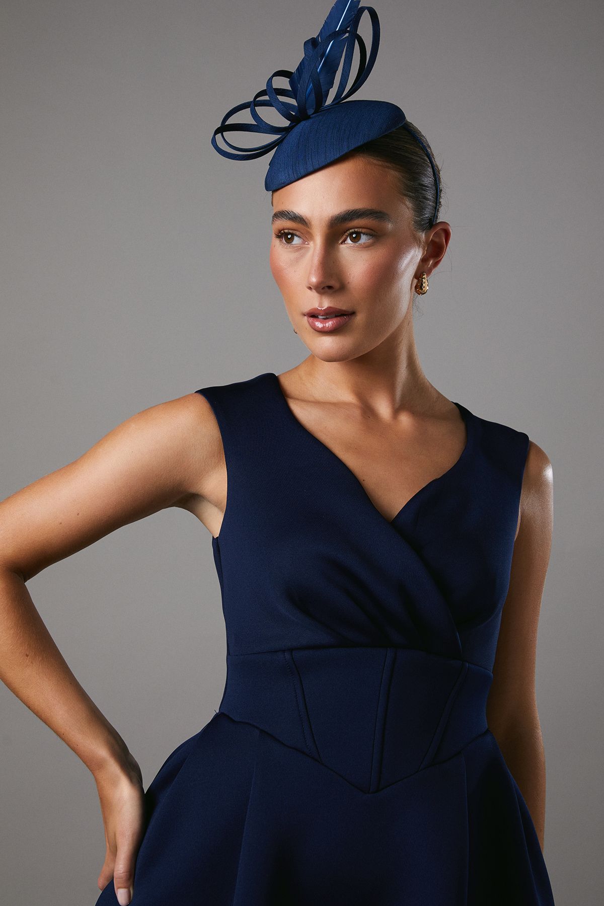 Coast Bardot Scuba Midi Dress Navy image 4