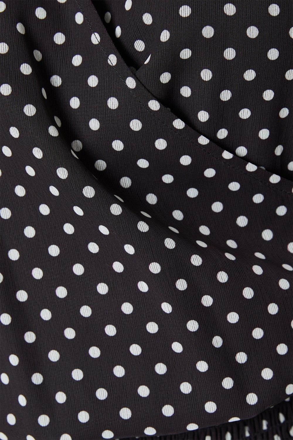 Dorothy Perkins Spot Chiffon Shirred Hem Wrap Blouse Black image 5