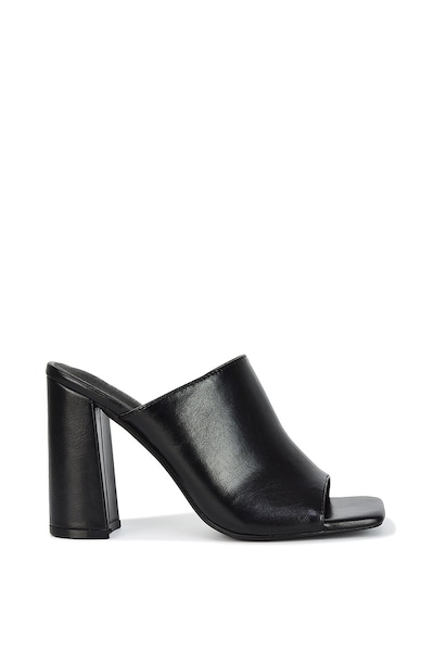 XY London 'Sunday' Square Toe Block High Heel Mule Peep Toe Sandals