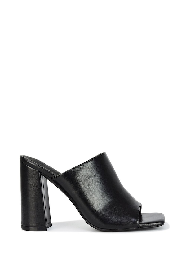 XY London 'Sunday' Square Toe Block High Heel Mule Peep Toe Sandals