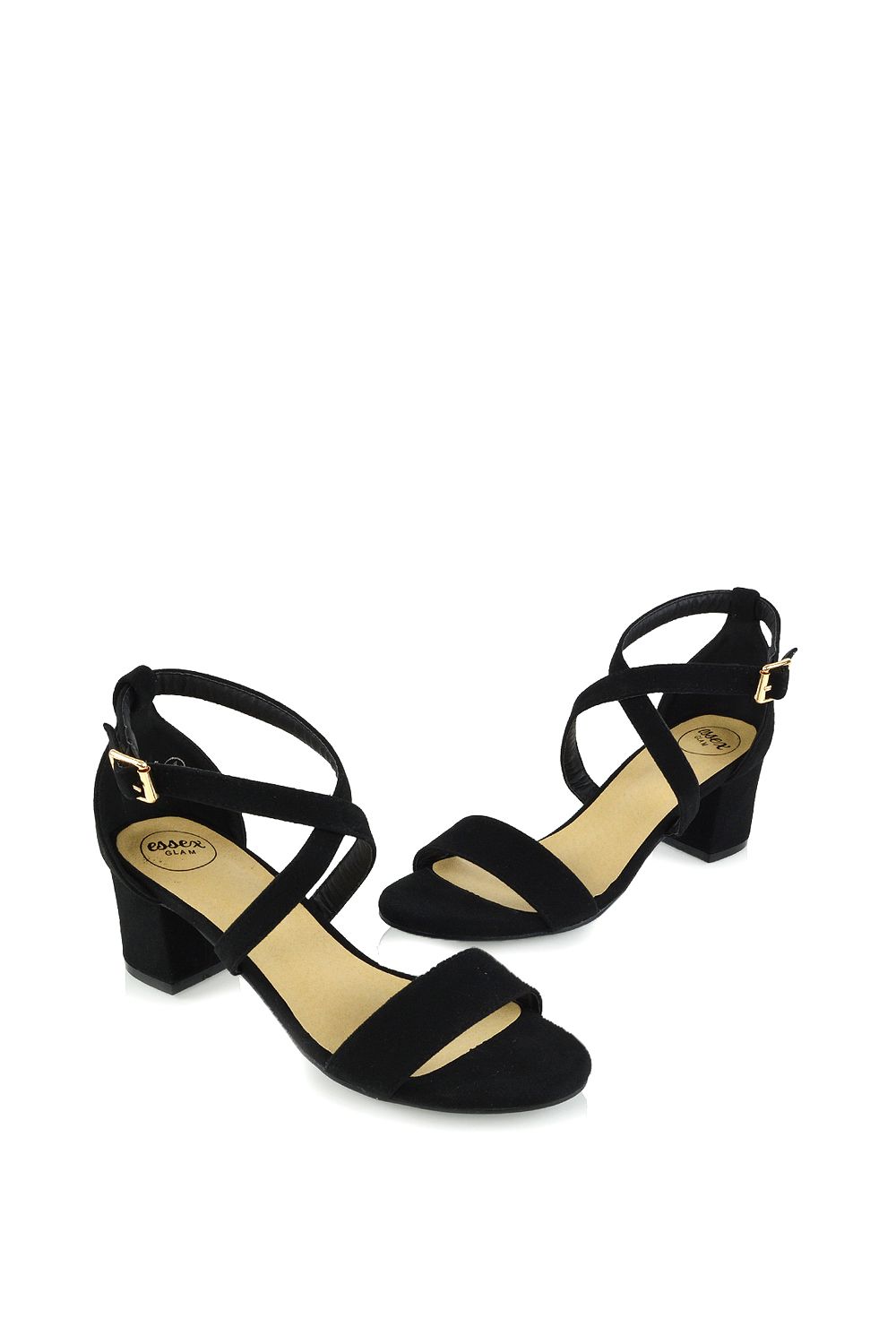 XY London 'Jordyn' Cross Over Buckle Strap Chunky Low Block Heels image 3