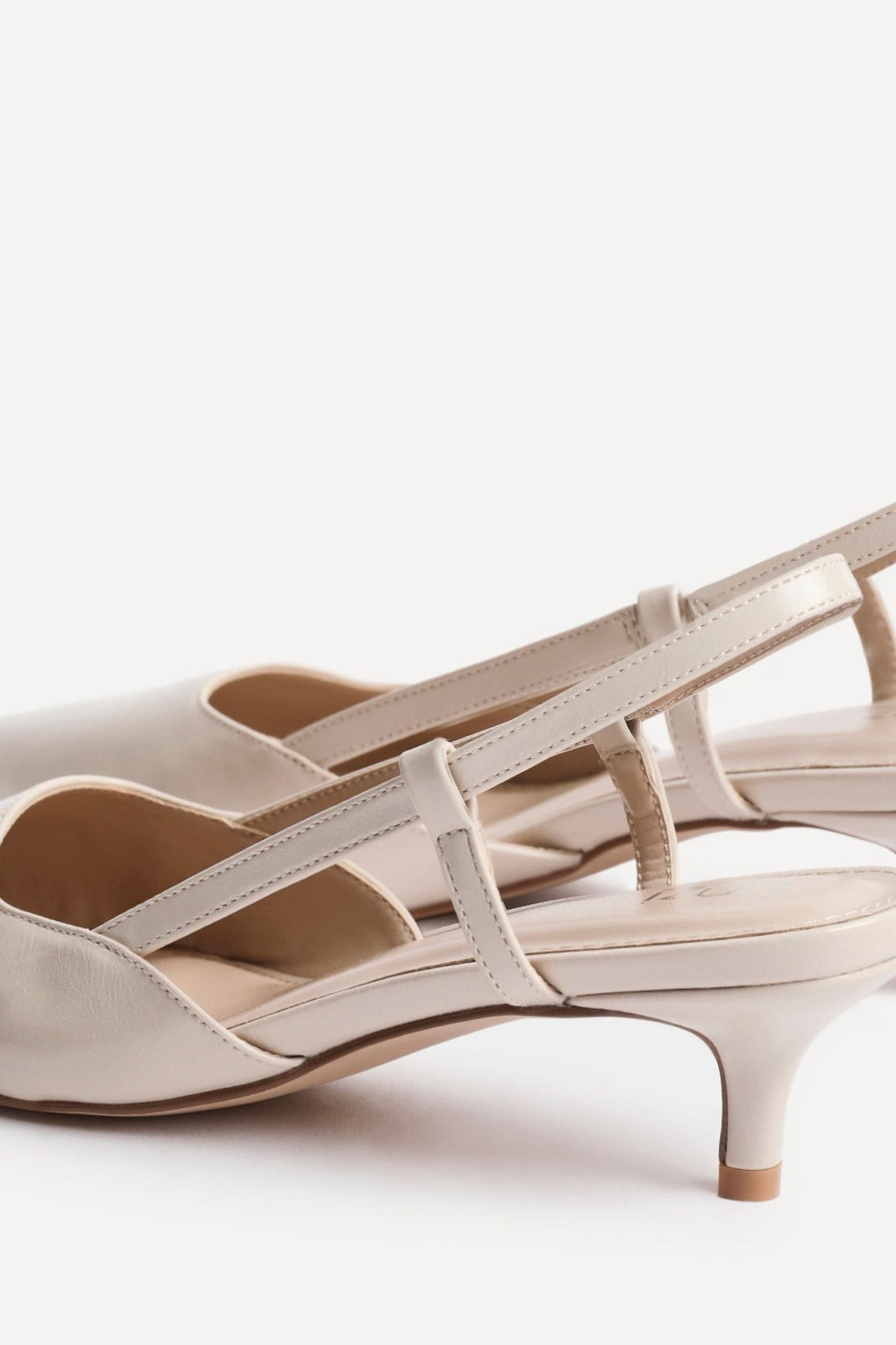 Linzi Refined Nude Faux Leather Slingback Kitten Court Heels image 4