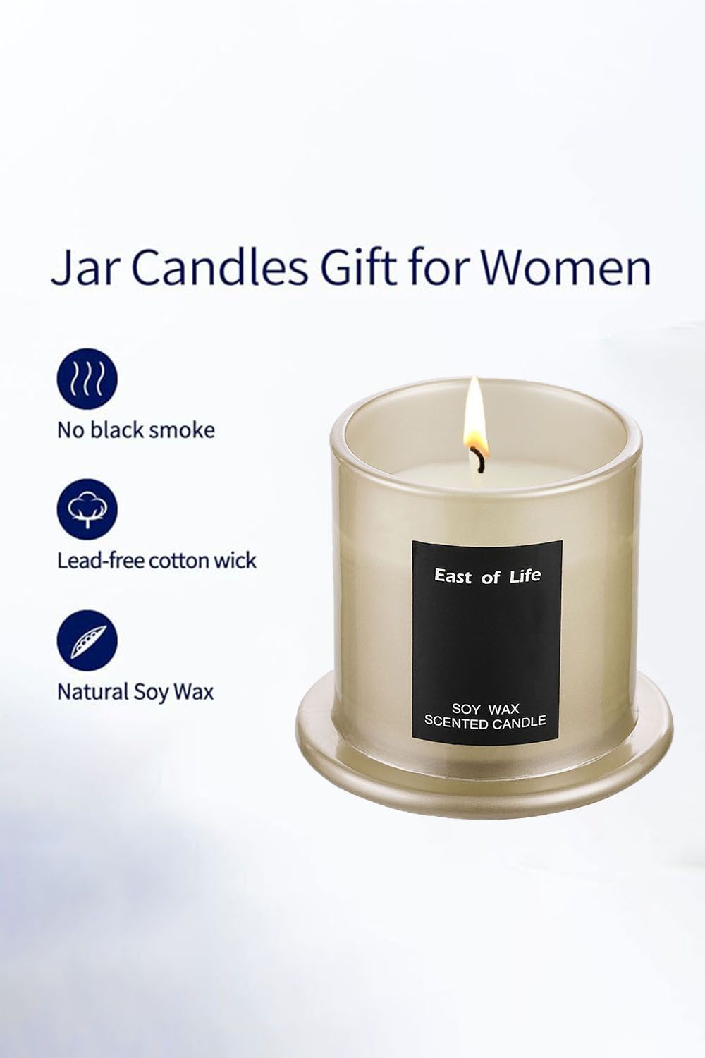 Living and Home Soy Wax Lychee & White Tea Scented Jar Candle Home Fragrance Help Sleep 9 x 11.5cm H image 4