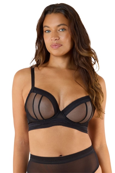 Playful Promises Icon Black 'Sheer Plunge Bra'