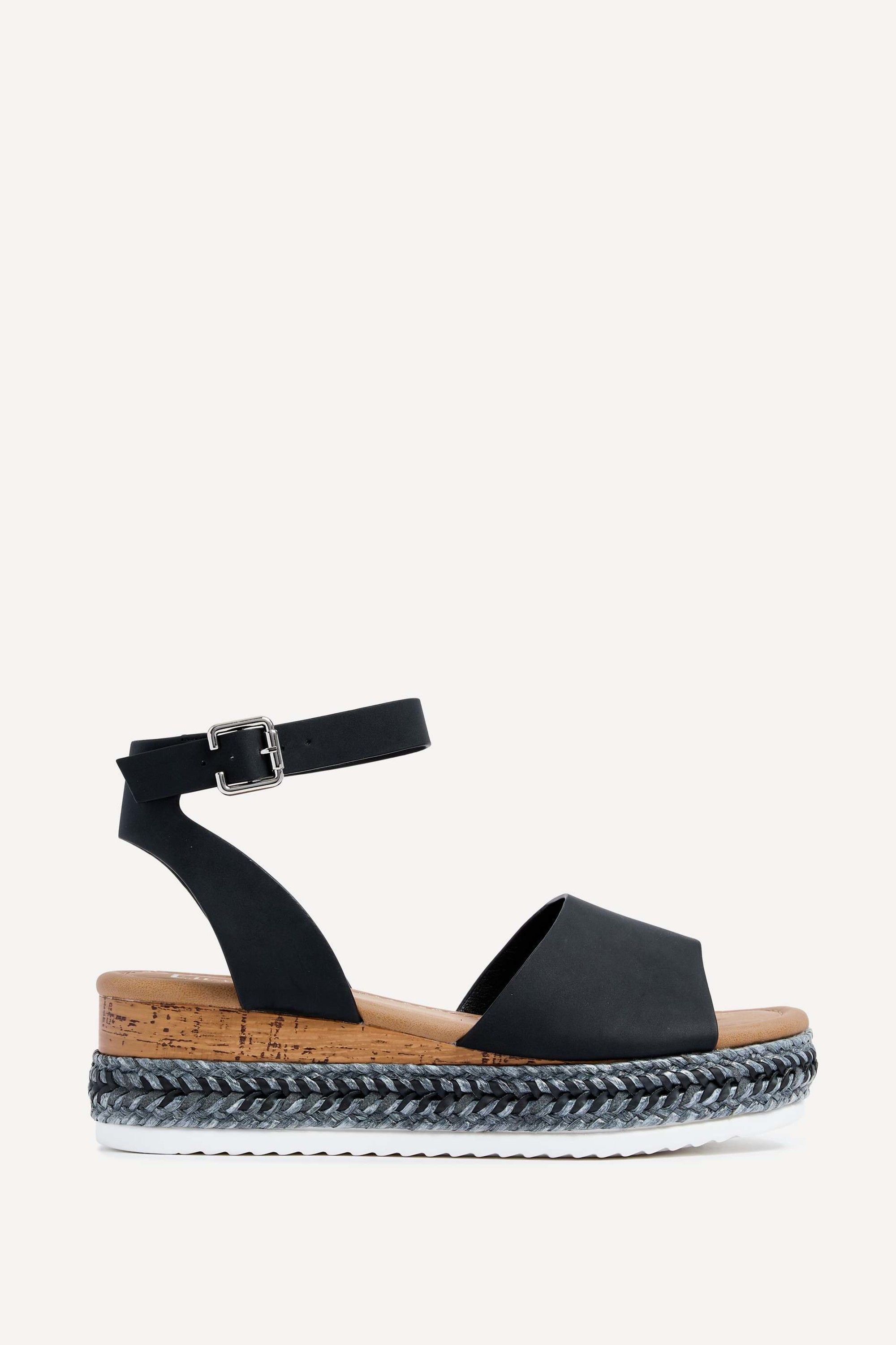 Linzi Arizona Wide Fit Black Espadrille Flatform
