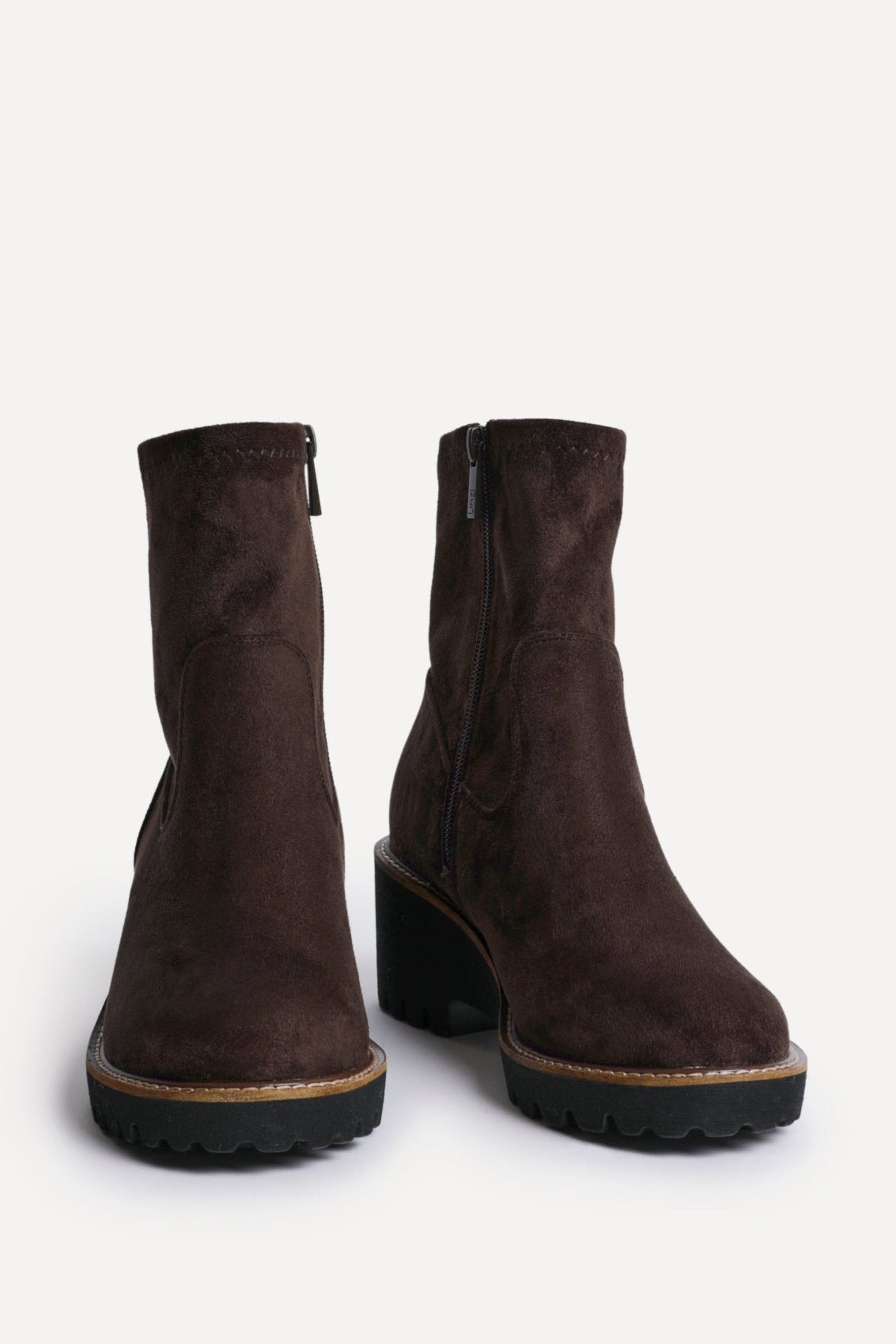 Linzi Trish Brown Faux Suede Wedged Ankle Boots image 3