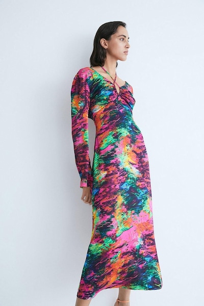 Warehouse WH x Kimberley Burrows Burrows Printed Satin Maxi Dress Multi