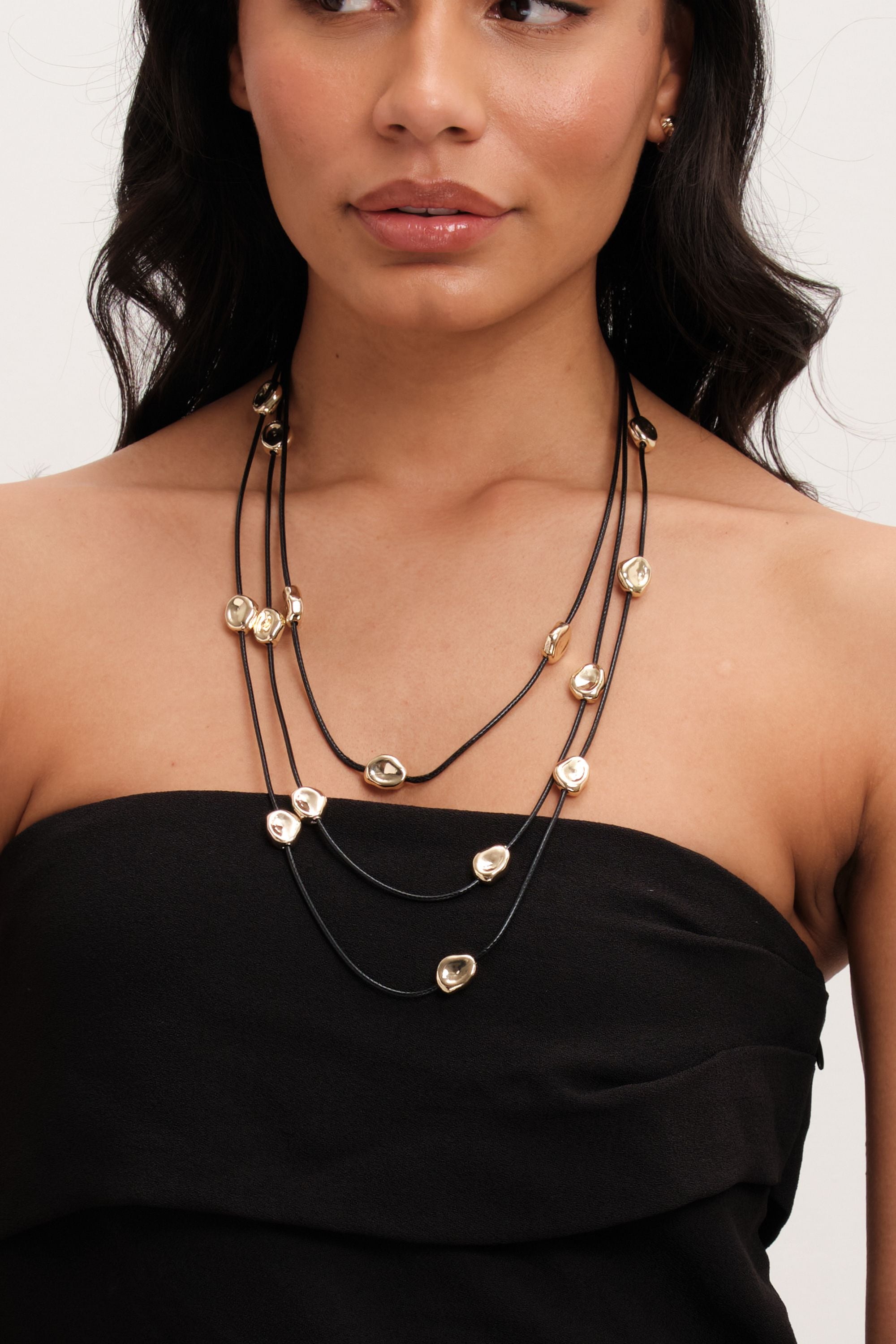 Mood Gold Nugget Multirow Cord Necklace image 3