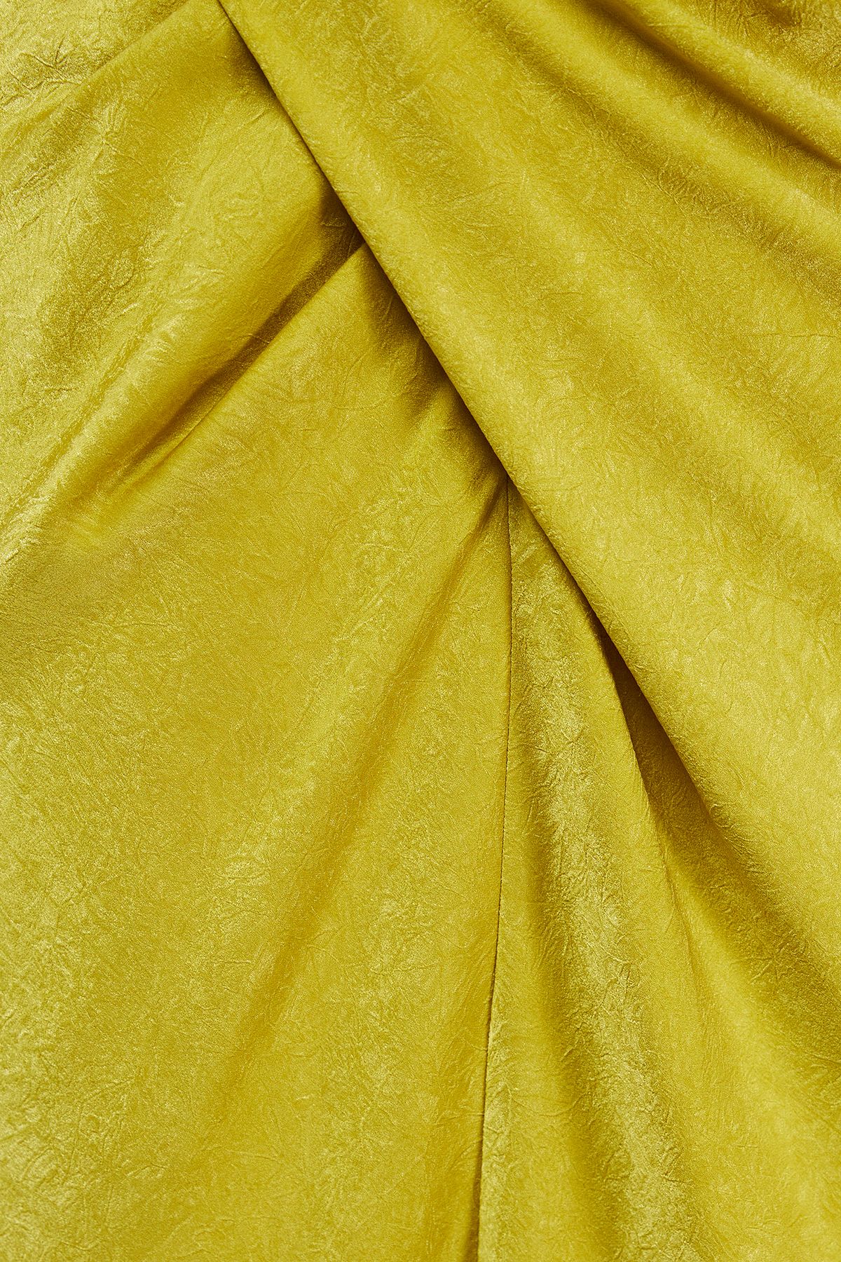 Warehouse Crushed Satin Drape Front Bias Midi Skirt Chartreuse image 5