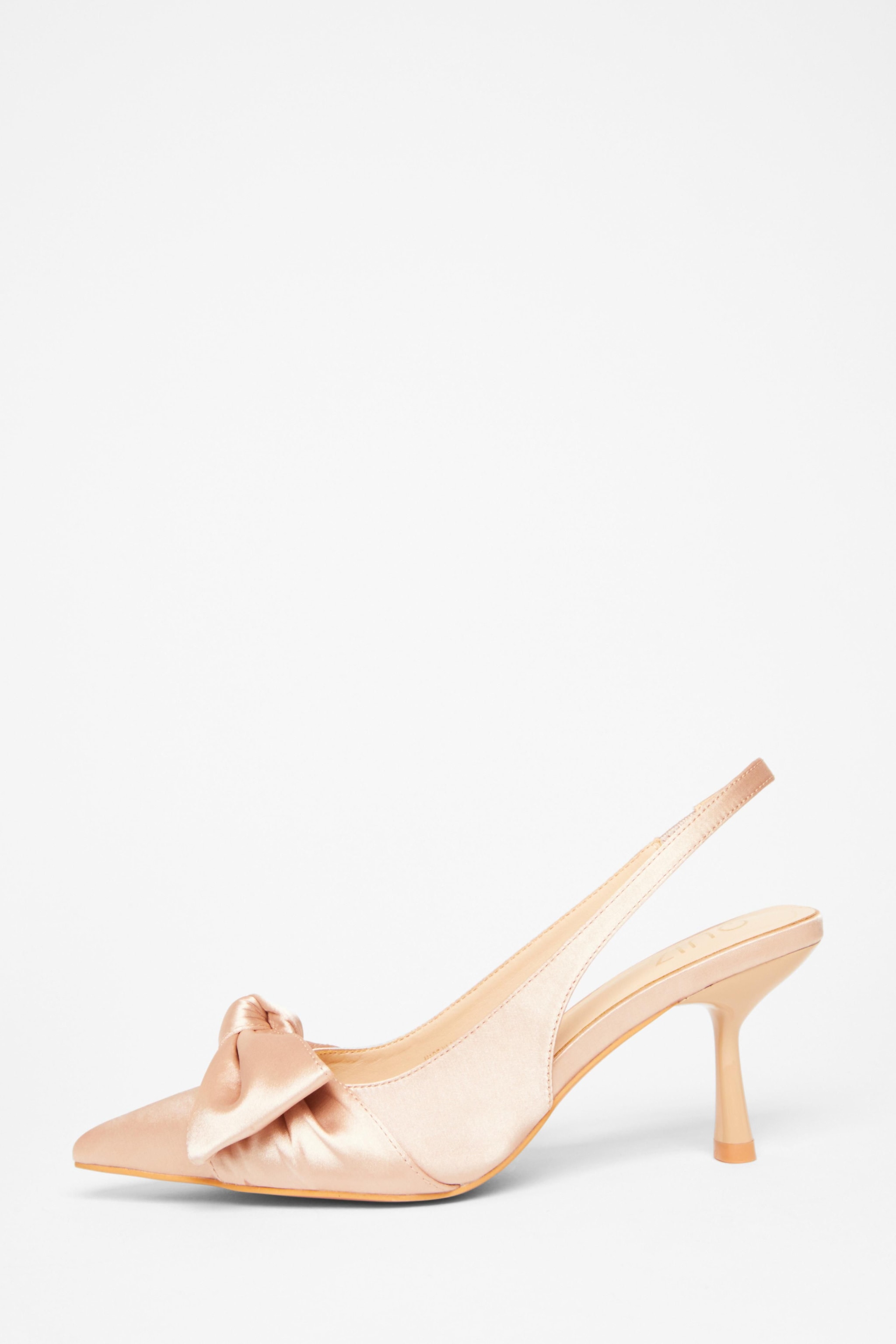 Quiz Off White Sling Back Bow Heels image 3