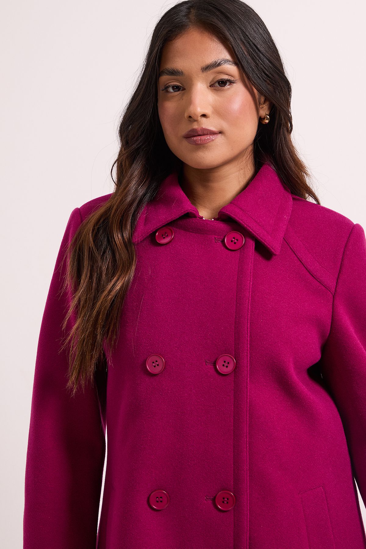 Dorothy Perkins Petite Short Faux Wool Dolly Coat Pink image 3