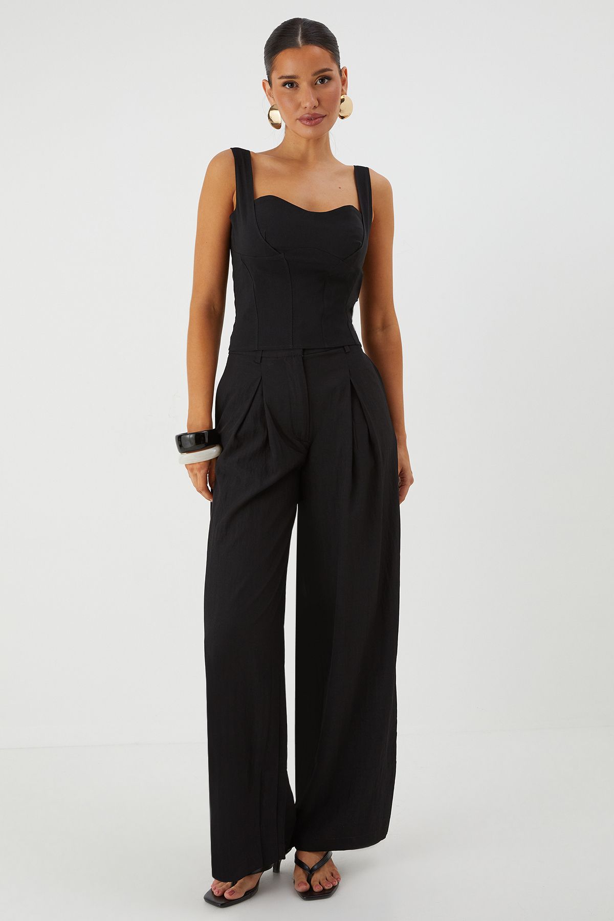 MissPap Corset Detail Bodycon Top Black image 2