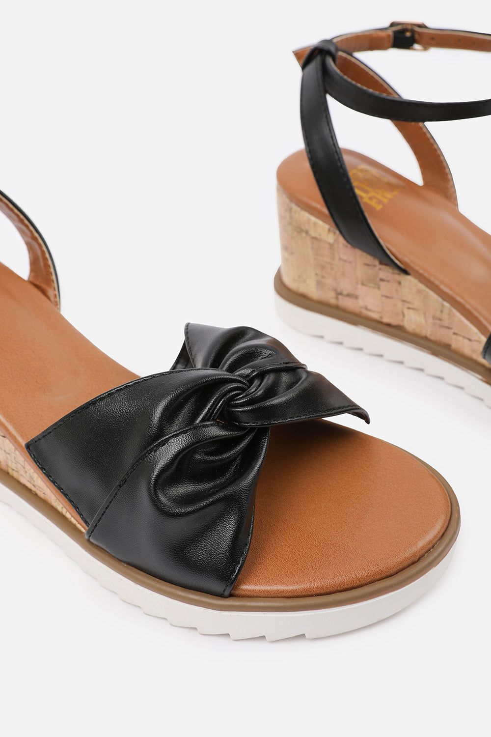 Where's That From 'Qween' Knot Detail Wedge Shoes With Buckle Ankle Strap image 4