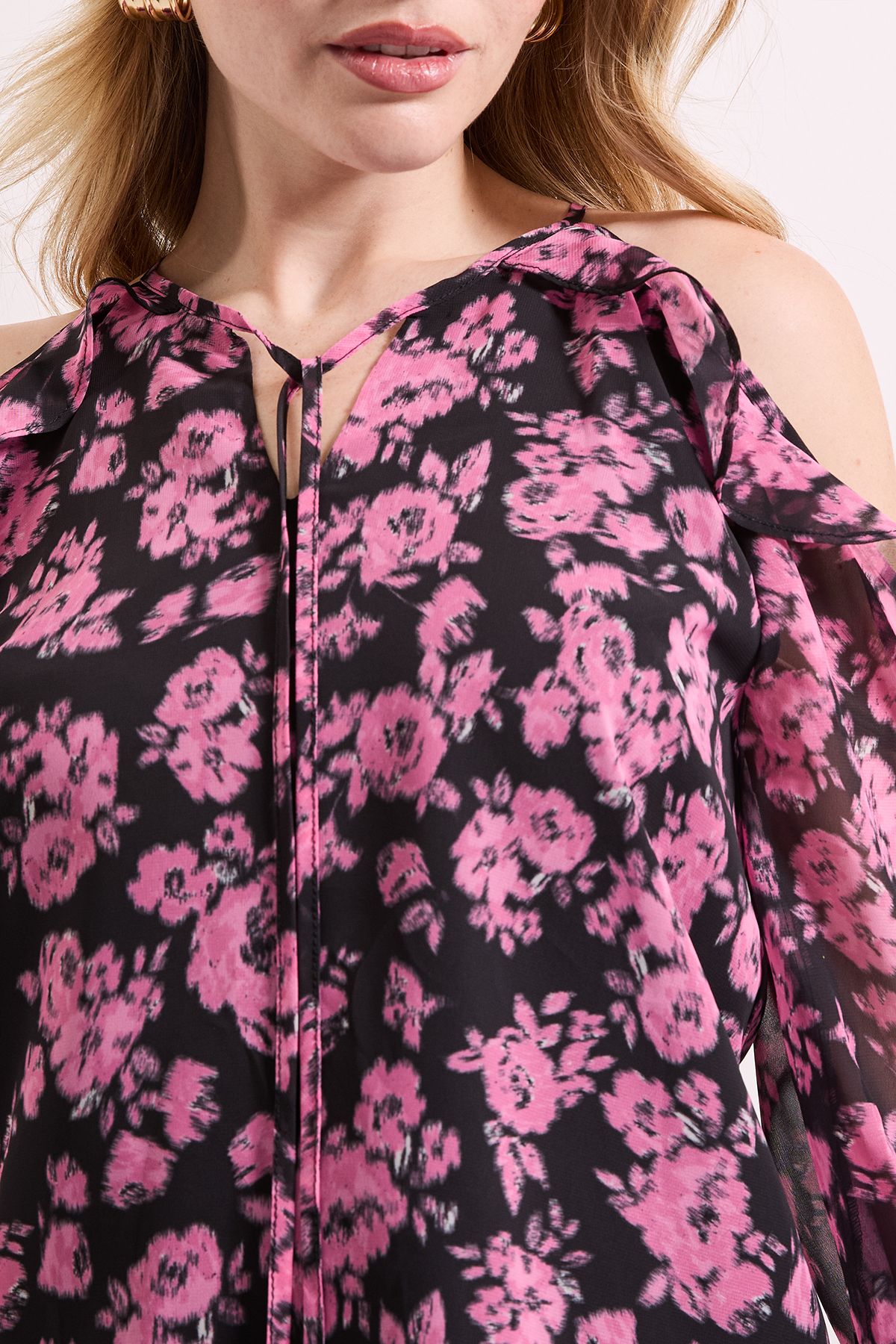 Dorothy Perkins Floral Ruffle Detail Printed Chiffon Top Floral image 5