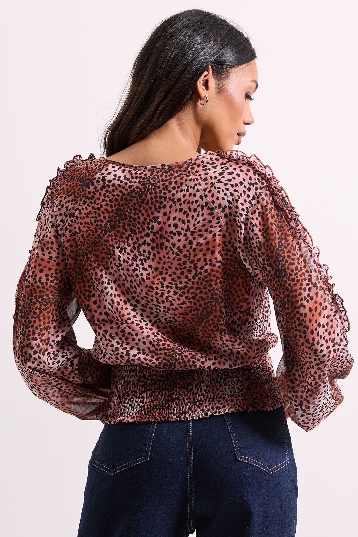 Dorothy Perkins Animal Wrap Detail Shirred Hem Top Animal image 3