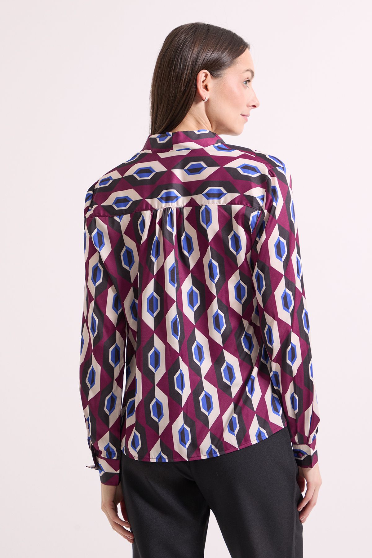 Principles Printed V Neck Yolk Detail Blouse Purple image 3