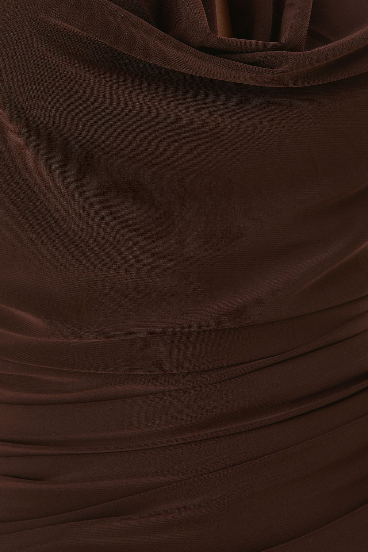 MissPap Plunge Halter Neck Ruched Wrap Top Chocolate image 5