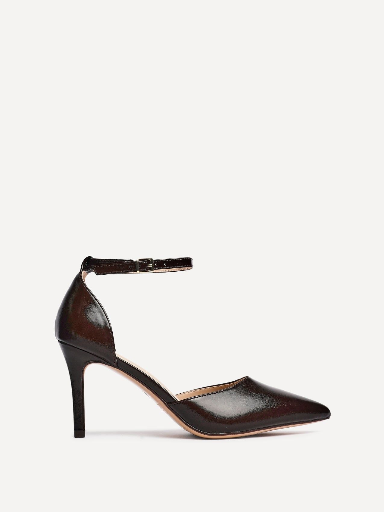 Linzi Thea Brown Faux Leather Stiletto Court Heels