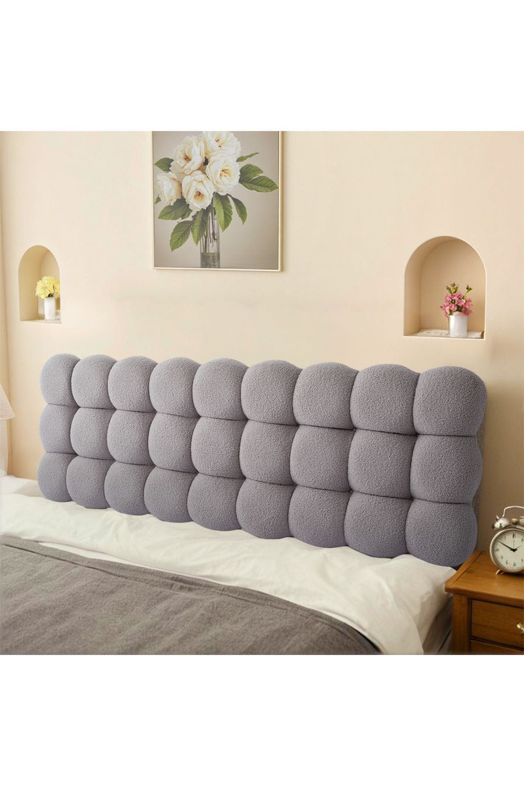 Living and Home Textured Bubble Design Plush Headboard Bolster Pillow image 3